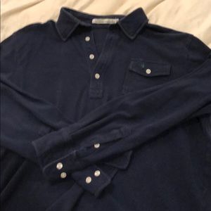 Criquet long sleeve shirt - navy, large